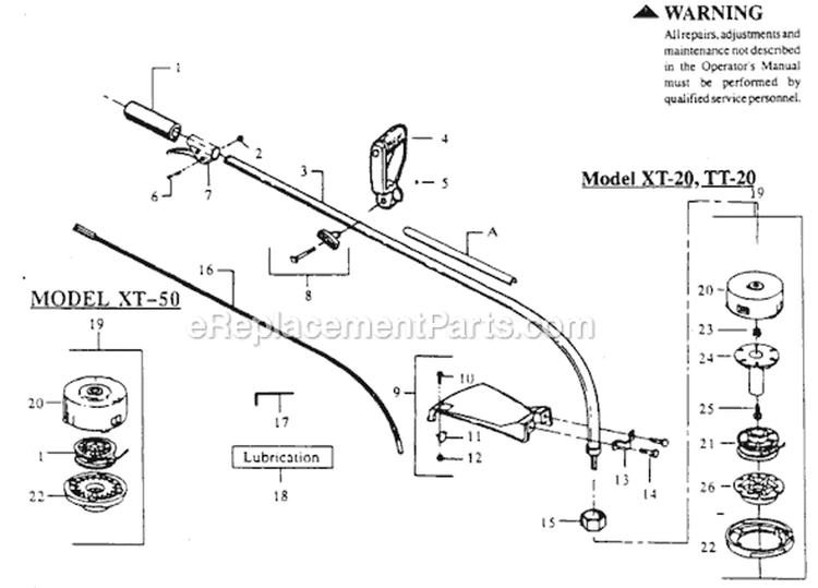 Page B Diagram and Parts List for TT-20  Weed Eater Trimmer